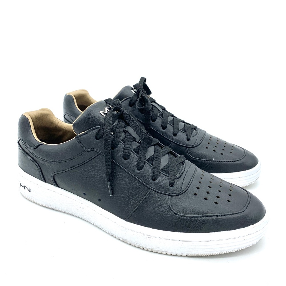 Mark Nason Black Leather Fashion Lace Sneakers